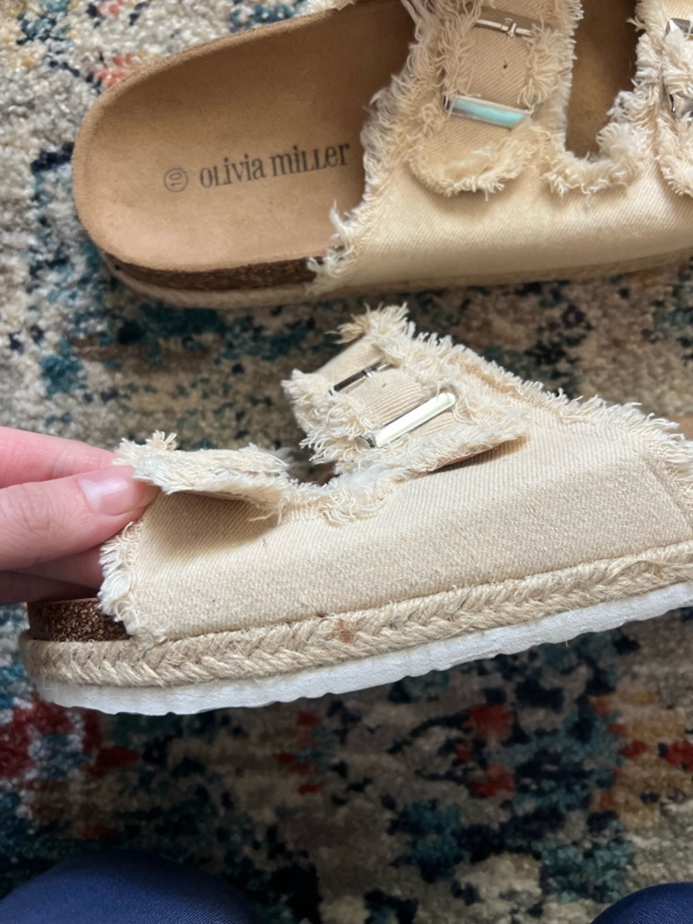 Olivia Miller Frayed Double-Buckle Slide Sandals - Women’s Size 10 - Picture 6 of 6